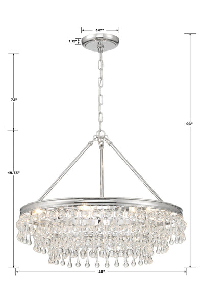 ##Antique Hardware## Calypso 6 Light Polished Chrome Chandelier