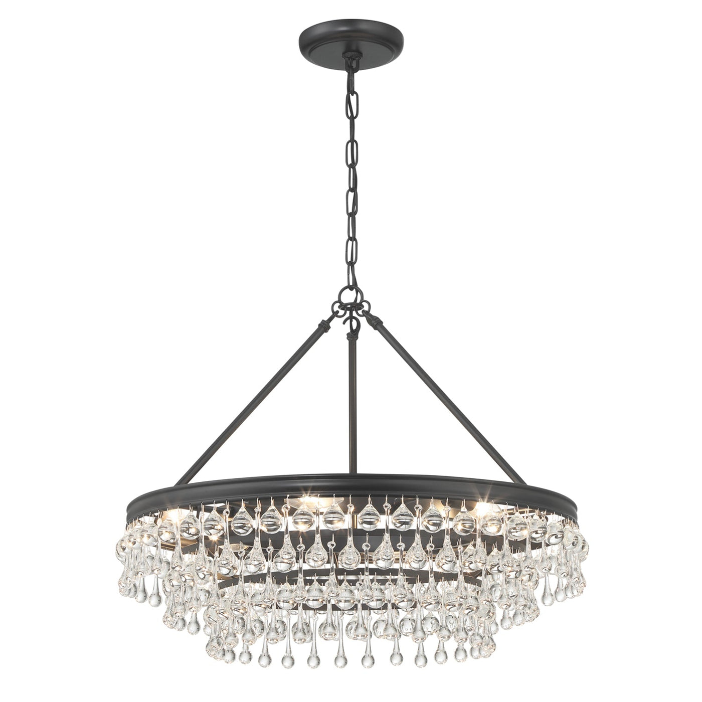 ##Antique Hardware## Calypso 6 Light Matte Black Chandelier