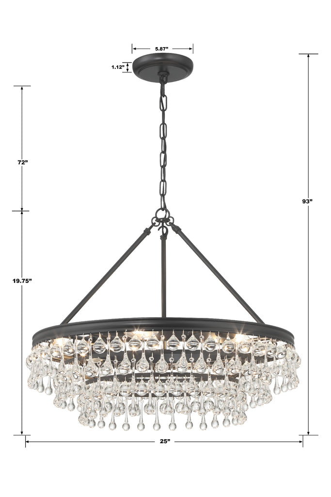 ##Antique Hardware## Calypso 6 Light Matte Black Chandelier