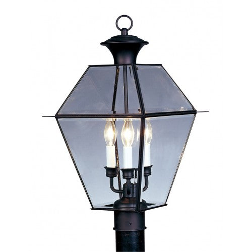 ##Antique Hardware## 3 Light Black Outdoor Post Top Lantern