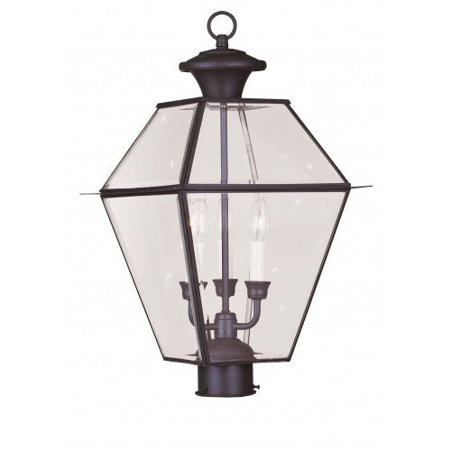 ##Antique Hardware## 3 Light Bronze Outdoor Post Top Lantern