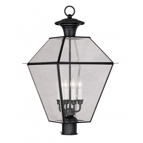 ##Antique Hardware## 4 Light Black Outdoor Post Top Lantern