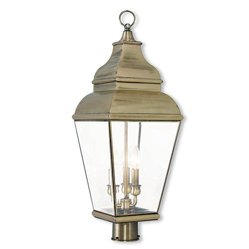 ##Antique Hardware## 3 Light Antique Brass Post Top Lantern