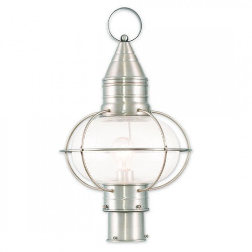 ##Antique Hardware## 1 Light Brushed Nickel Outdoor Post Top Lantern