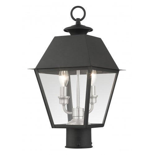 ##Antique Hardware## 2 Light Black Outdoor Post Top Lantern