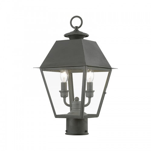##Antique Hardware## 2 Light Charcoal Outdoor Medium Post Top Lantern