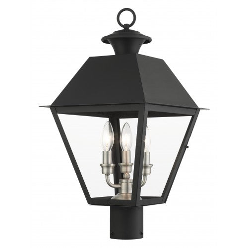 ##Antique Hardware## 3 Light Black Outdoor Post Top Lantern