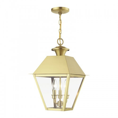 Antique Hardware 3 Light Natural Brass Outdoor Large Pendant Lantern Exterior