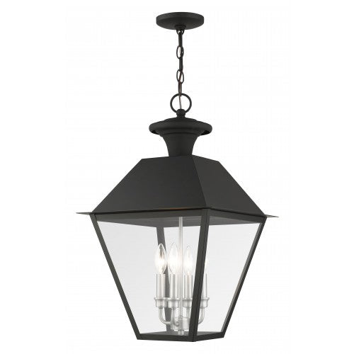 ##Antique Hardware## 4 Light Black Outdoor Pendant Lantern