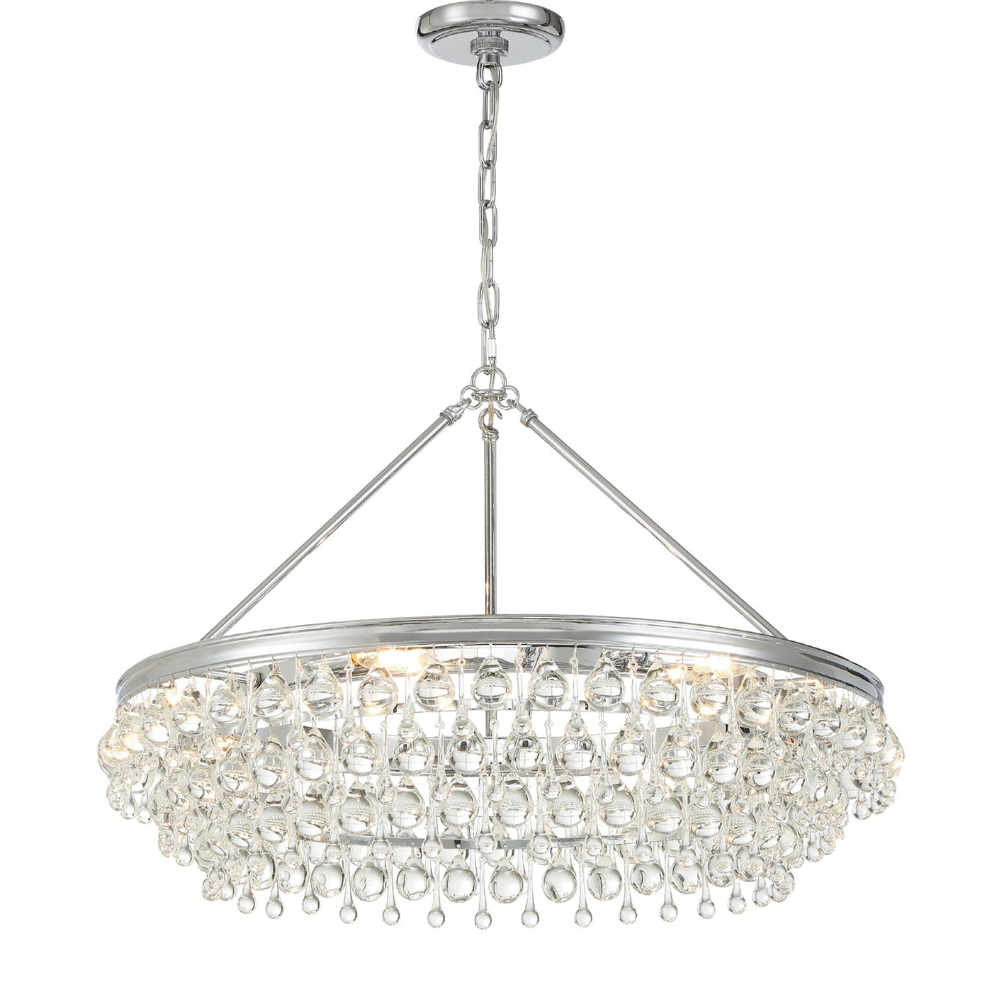 ##Antique Hardware## Calypso 6 Light Crystal Teardrop Polished Chrome Chandelier