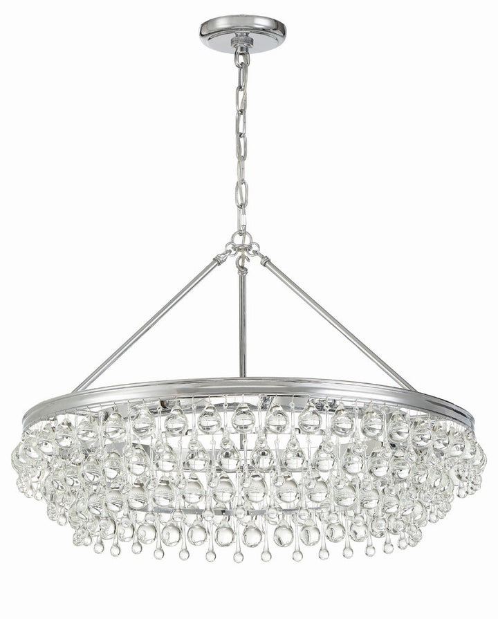 ##Antique Hardware## Calypso 6 Light Crystal Teardrop Polished Chrome Chandelier