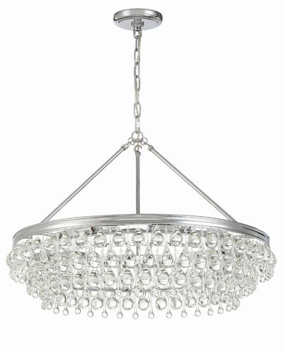 ##Antique Hardware## Calypso 6 Light Crystal Teardrop Polished Chrome Chandelier