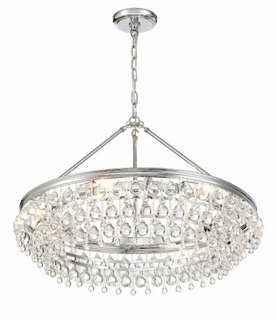 ##Antique Hardware## Calypso 6 Light Crystal Teardrop Polished Chrome Chandelier