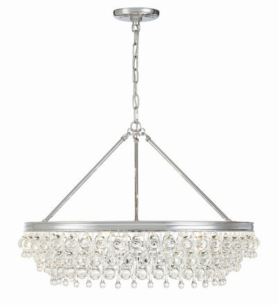 ##Antique Hardware## Calypso 6 Light Crystal Teardrop Polished Chrome Chandelier