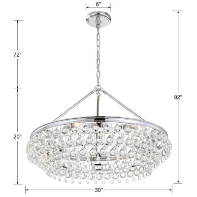 ##Antique Hardware## Calypso 6 Light Crystal Teardrop Polished Chrome Chandelier