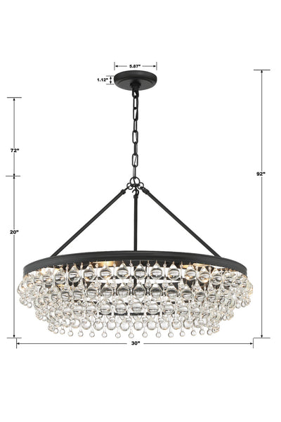 ##Antique Hardware## Calypso 6 Light Matte Black Chandelier