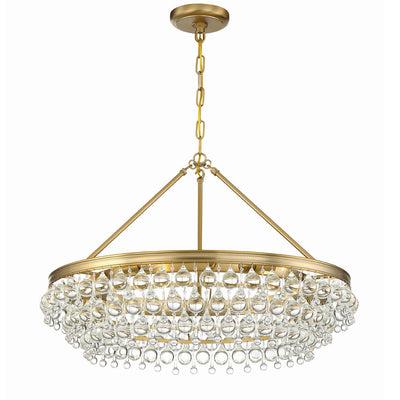 ##Antique Hardware## Calypso 6 Light Crystal Teardrop Vibrant Gold Chandelier