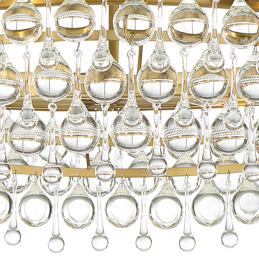 ##Antique Hardware## Calypso 6 Light Crystal Teardrop Vibrant Gold Chandelier