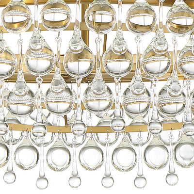 ##Antique Hardware## Calypso 6 Light Crystal Teardrop Vibrant Gold Chandelier