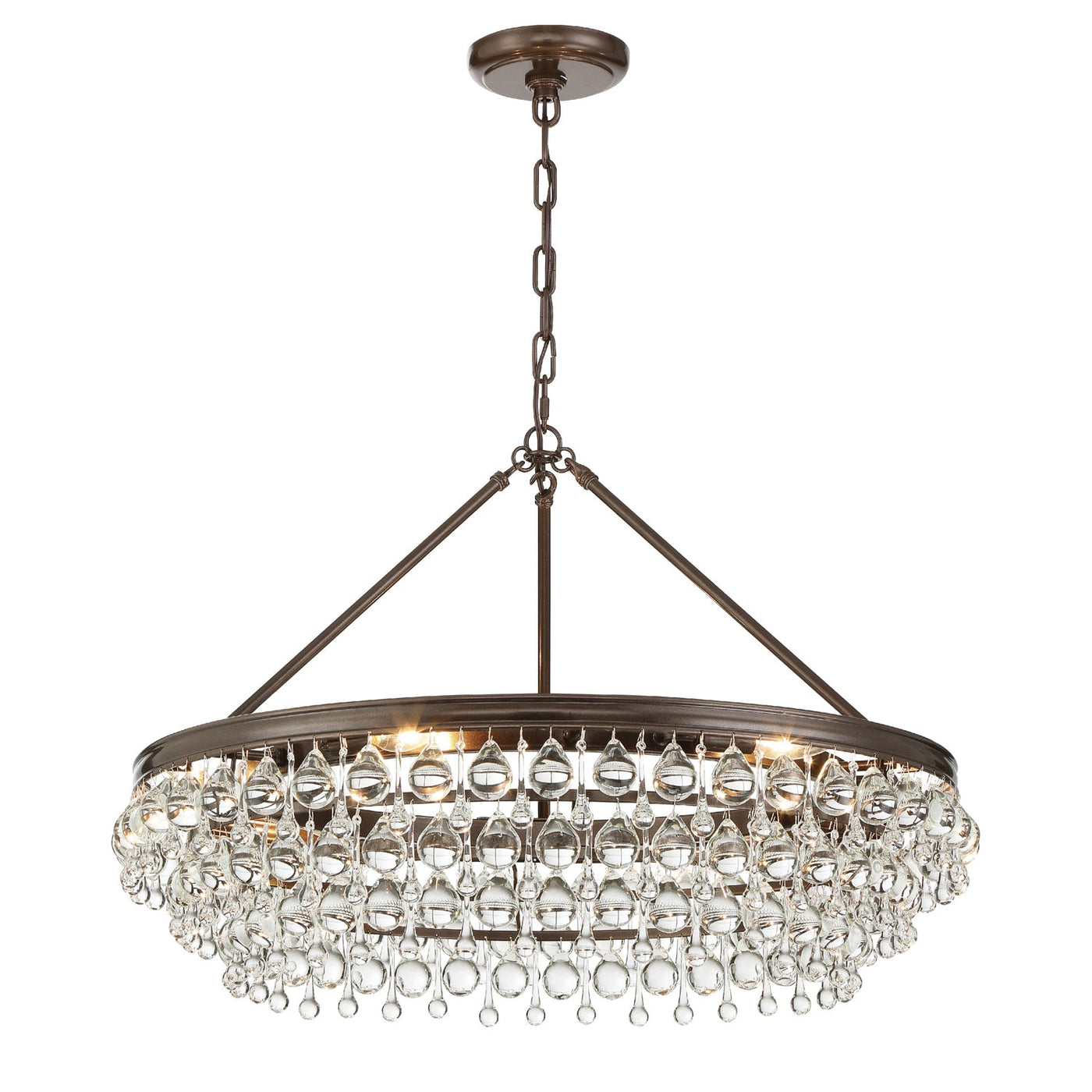 ##Antique Hardware## Calypso 6 Light Crystal Teardrop Vibrant Bronze Chandelier