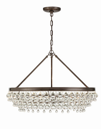 ##Antique Hardware## Calypso 6 Light Crystal Teardrop Vibrant Bronze Chandelier