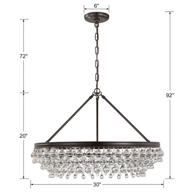 ##Antique Hardware## Calypso 6 Light Crystal Teardrop Vibrant Bronze Chandelier