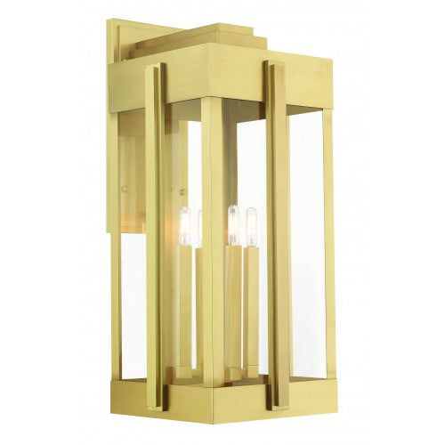 ##Antique Hardware## 4 Light Natural Brass Outdoor Wall Lantern