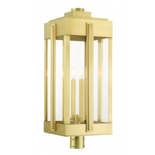 Antique Hardware 4 Light Natural Brass Outdoor Post Top Lantern Post