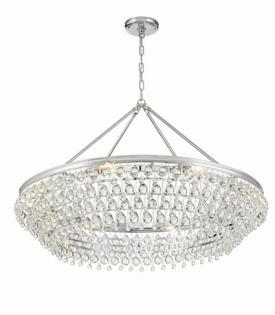 ##Antique Hardware## Calypso 8 Light Crystal Teardrop Polished Chrome Chandelier