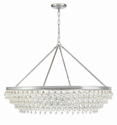 ##Antique Hardware## Calypso 8 Light Crystal Teardrop Polished Chrome Chandelier