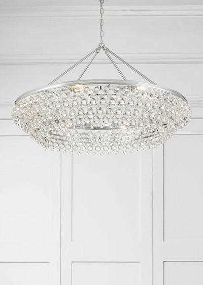 ##Antique Hardware## Calypso 8 Light Crystal Teardrop Polished Chrome Chandelier