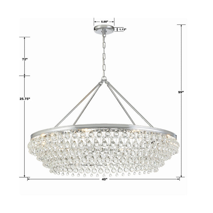 ##Antique Hardware## Calypso 8 Light Crystal Teardrop Polished Chrome Chandelier