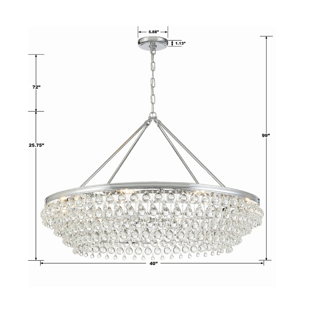 ##Antique Hardware## Calypso 8 Light Crystal Teardrop Polished Chrome Chandelier