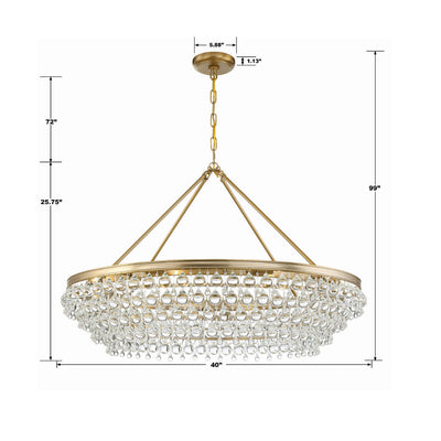 ##Antique Hardware## Calypso 8 Light Crystal Teardrop Vibrant Gold Chandelier