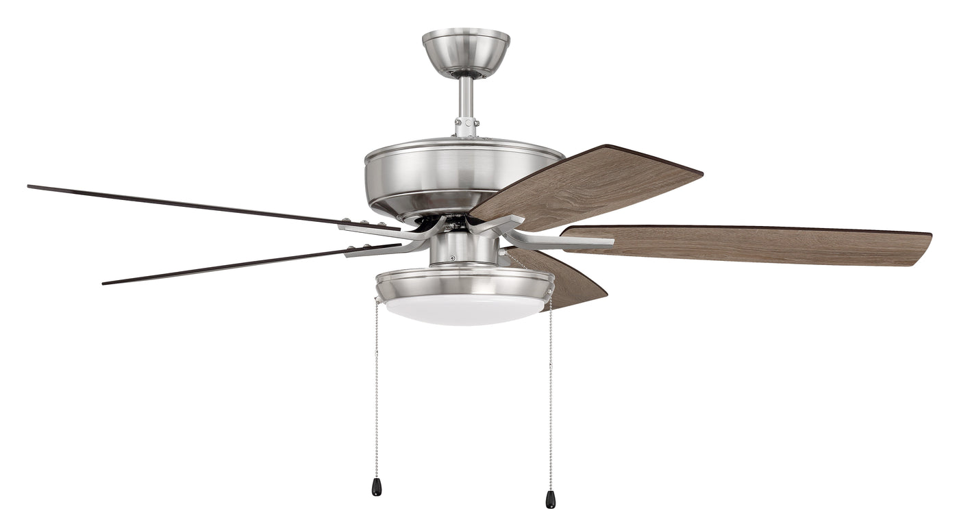 Antique Hardware 52" Pro Plus 119 in Brushed Polished Nickel w/ Driftwood/Grey Walnut Blades Ceiling Fan