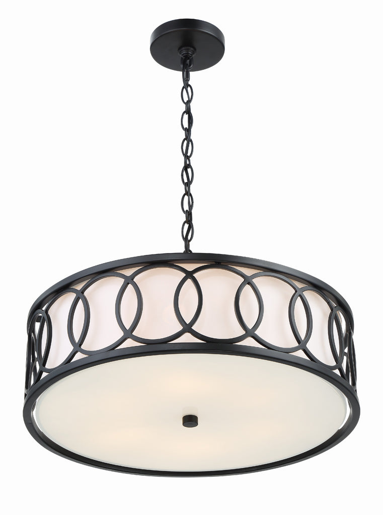 ##Antique Hardware## Libby Langdon Graham 6 Light Matte Black Chandelier