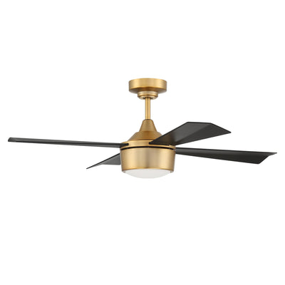 Antique Hardware 42" Theo,Satin Brass Finish, Flat Black Blades, Light Kit Inlcuded (Optional) Ceiling Fan