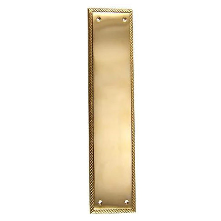 ##Antique Hardware## Open Box Sale Item 11 1/2 Inch Georgian Roped Style Door Push Plate (Polished Brass Finish)