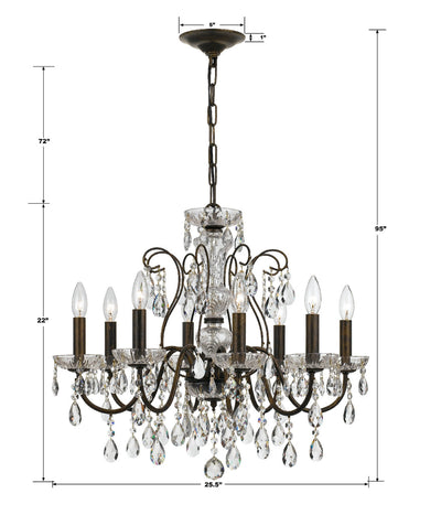 ##Antique Hardware## Butler 8 Light Hand Cut Crystal English Bronze Chandelier