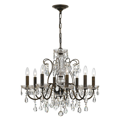 ##Antique Hardware## Butler 8 Light Swarovski Strass Crystal English Bronze Chandelier