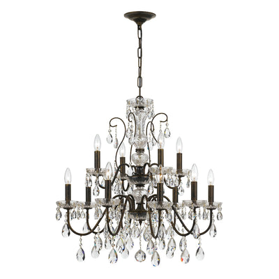 ##Antique Hardware## Butler 12 Light Spectra Crystal English Bronze Chandelier