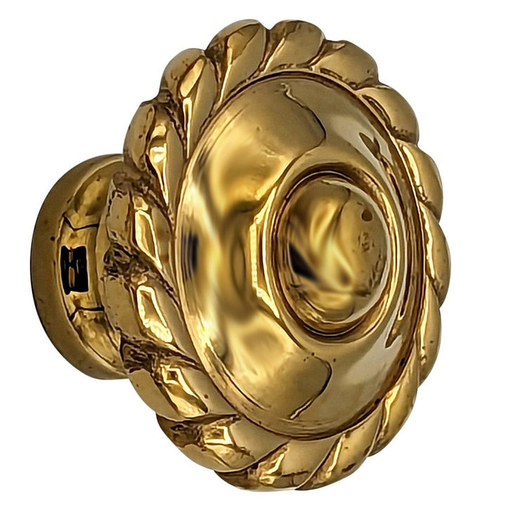 1 1/2 Inch Solid Brass Georgian Roped Cabinet & Furniture Knob (Polished Brass Finish)