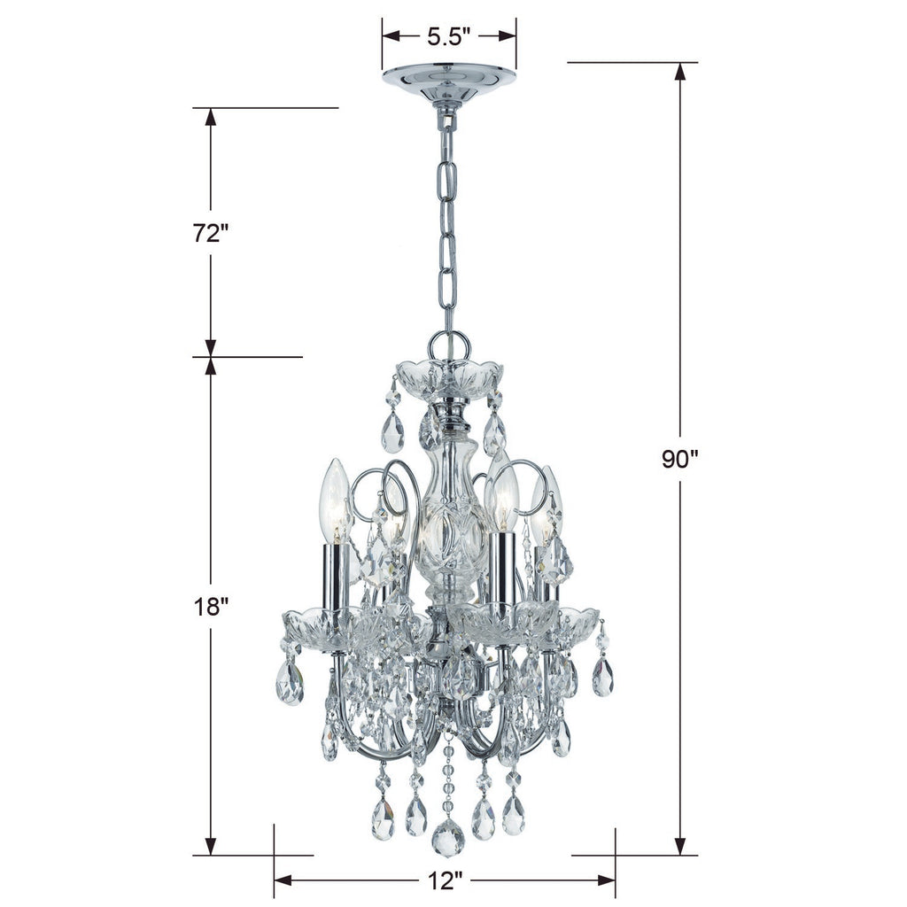 ##Antique Hardware## Imperial 4 Light Hand Cut Crystal Polished Chrome Mini Chandelier