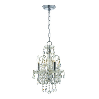 ##Antique Hardware## Imperial 4 Light Swarovski Strass Crystal Polished Chrome Mini Chandelier