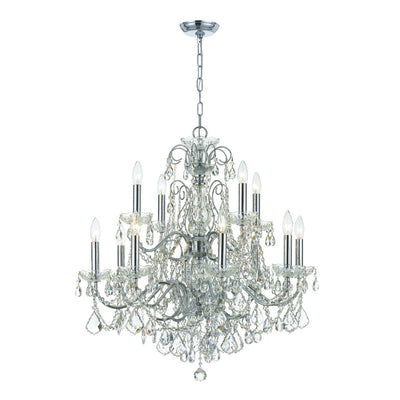 ##Antique Hardware## Imperial 12 Light Swarovski Strass Crystal Polished Chrome Chandelier