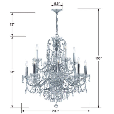 ##Antique Hardware## Imperial 12 Light Spectra Crystal Polished Chrome Chandelier