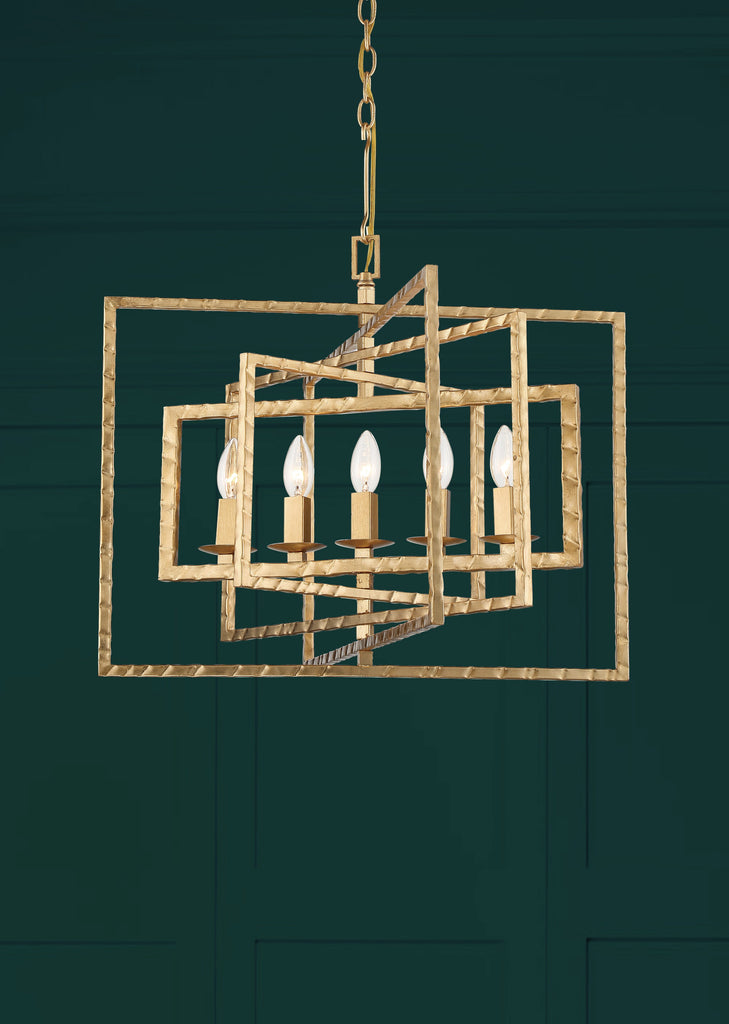 ##Antique Hardware## Capri 5 Light Antique Gold Chandelier