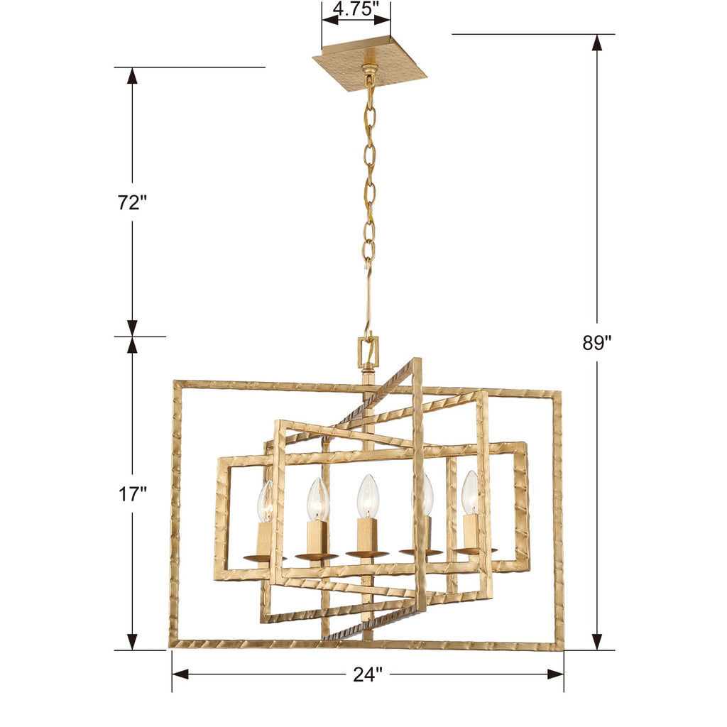 ##Antique Hardware## Capri 5 Light Antique Gold Chandelier