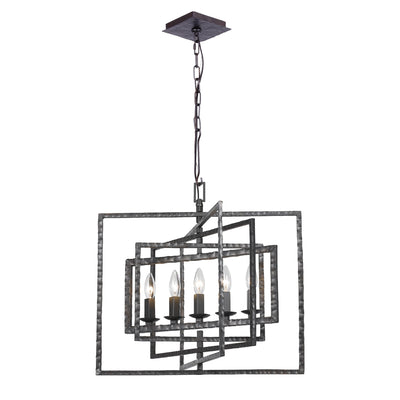 ##Antique Hardware## Capri 5 Light Raw Steel Chandelier