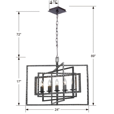 ##Antique Hardware## Capri 5 Light Raw Steel Chandelier